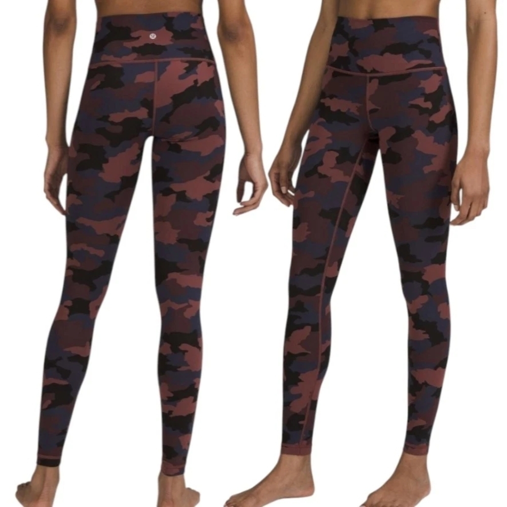 Lululemon Camo Leggings in Burgundy/Black